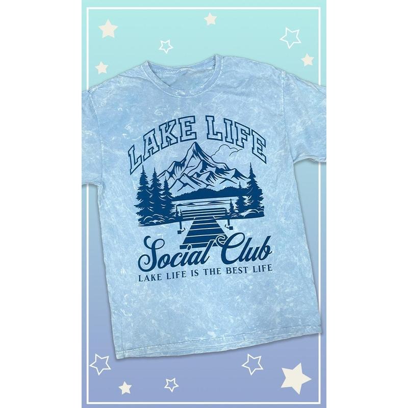 Lake Life Social Club Graphic Mineral Washed T-Shirt Hoodie, Sweatshirt | GrindPrints.com