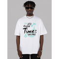 Landscape letter print fashion T-shirt men, cotton round neck new cotton T-shirt, round neck casual sports short-sleeved...
