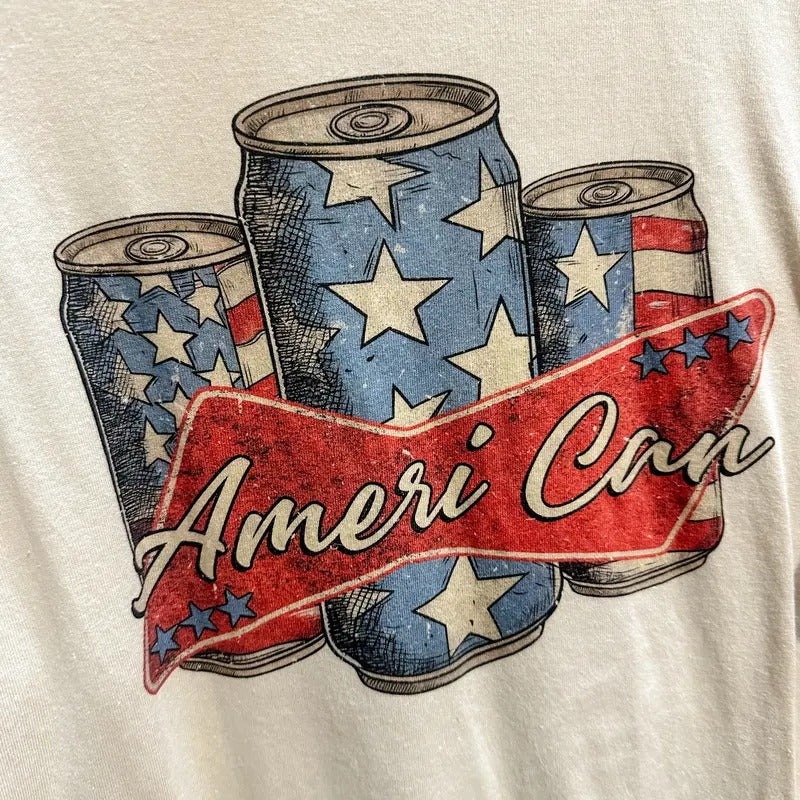 Large Tan Ameri-Can Tee Hoodie, Sweatshirt | GrindPrints.com