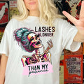 Lashes Longer Than My Patience Shirt, Funny Skeleton Girl Shirt, Funny Saying Tee, Funny Quote Tee, Skeleton Girl, Unisex...