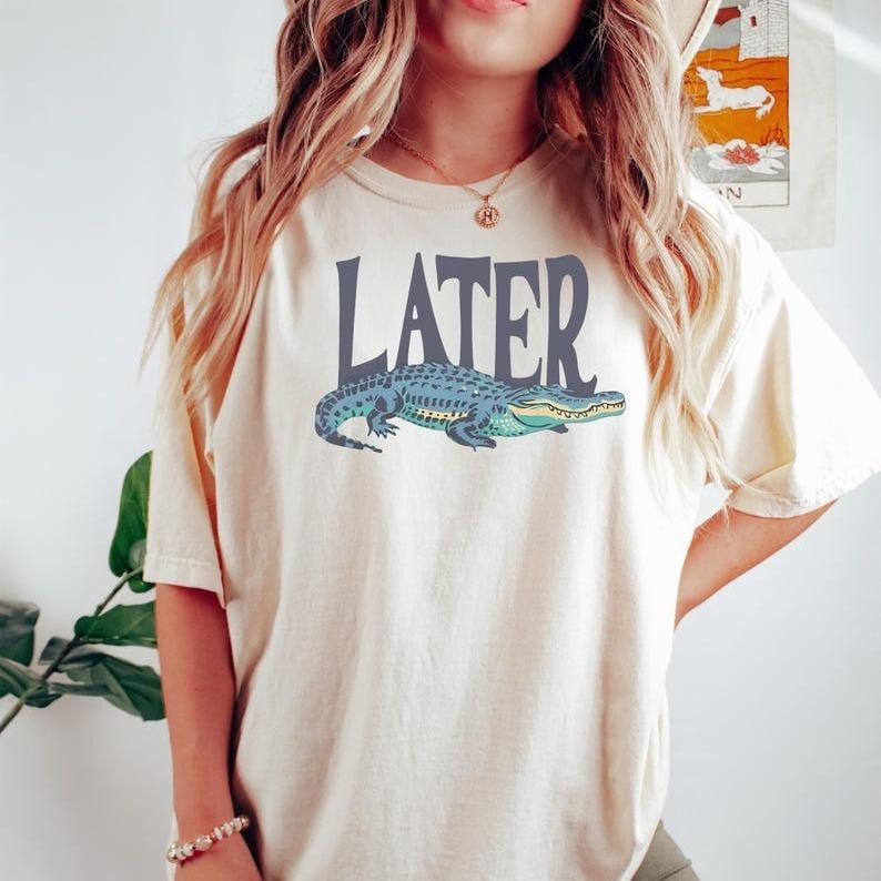 Later Gator Vintage 90s Y2K Baby Tee, Graphic Alligator Print, Retro Style Cropped T-Shirt, Funky Fashion Statement...