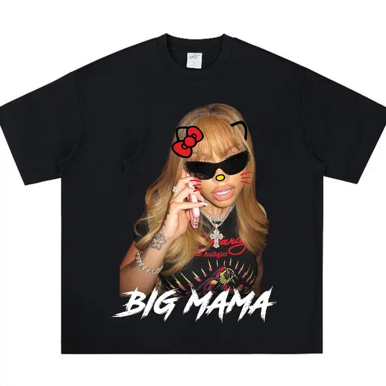 Latto Red Kitty Star Big Face Graphic Rap Tee Hoodie, Sweatshirt | GrindPrints.com