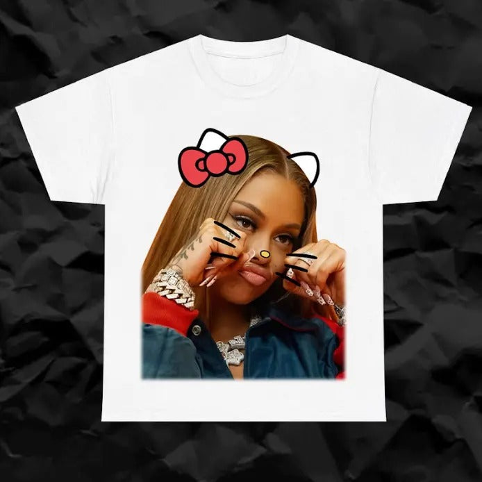 Lattooo Kitty Cute T-SHIRT Rap Tee Concert Hip Hop Shirt, Gift For Fans Cotton Fabric Hoodie, Sweatshirt | GrindPrints.com