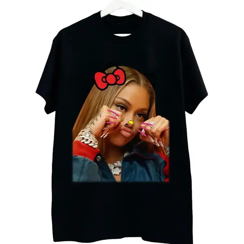 Lattooo Kitty Red Tee Cotton Fabric Hoodie, Sweatshirt | GrindPrints.com