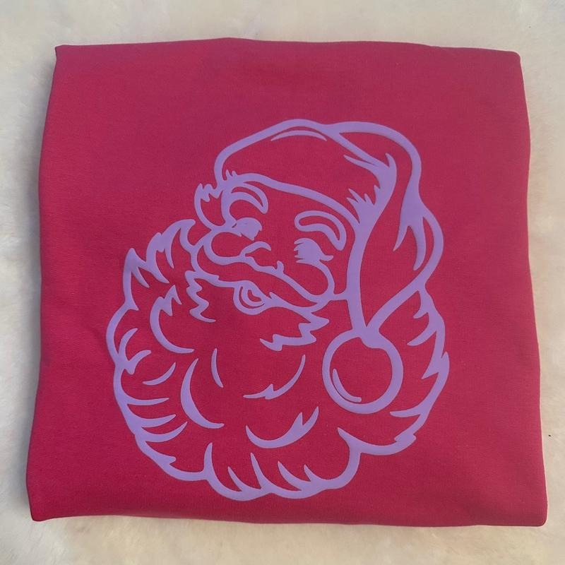 Lavender Puff Santa Claus Crewneck Sweatshirt T-Shirts, Hoodie | GrindPrints.com