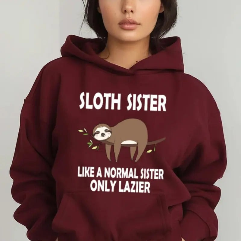 Lazy Sister Hoodie Casual Street Style Fleece Fabric Pullover Sweatshirt for Women for Men, Perfect Gift T-Shirts
