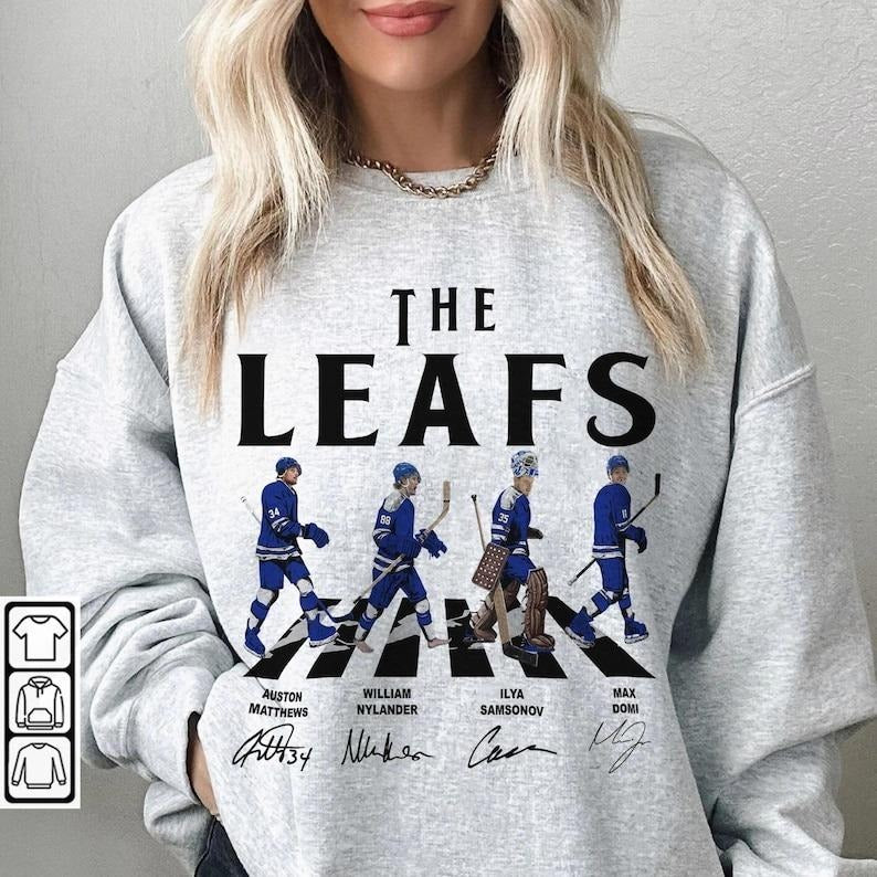 Leafs Walking Abbey Road Signatures Ice Hockey Sweatshirt, Auston Matthews, William Nylander, Max Domi, Samsonov, Toronto...