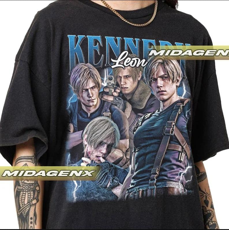 Leon Kennedy Blue Version Vintage T-Shirt Gift For Fans, Movie Fan Shirt, Movie Shirt Hoodie, Sweatshirt | GrindPrints.com