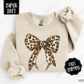 Leopard Bow Sweatshirt, Coquette Leopard Crewneck,  Women's Sweater T-Shirts, Hoodie | GrindPrints.com