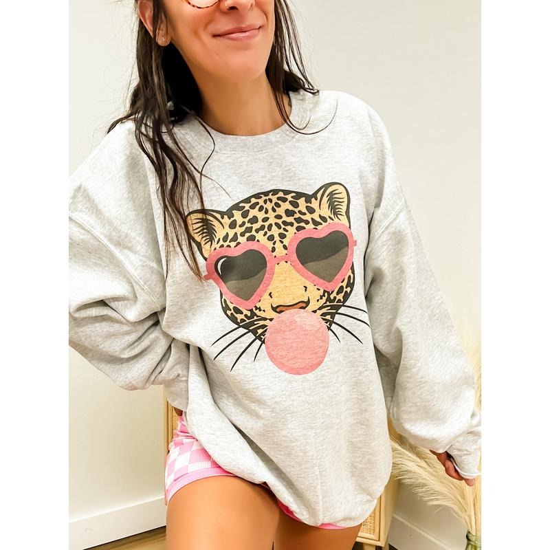 Leopard Bubblegum Graphic Top T-Shirts, Hoodie, Sweatshirt | GrindPrints.com