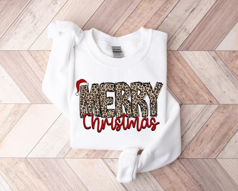 Leopard Christmas Shirt, Merry Christmas Sweatshirt, Christmas Hoodie, Christmas Family Shirt, Christmas Gift, Holiday...