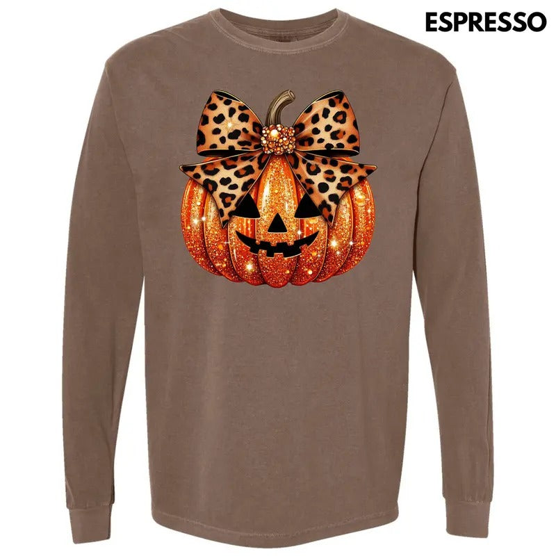 Leopard Dazzle Jack O Lantern Long Sleeve Comfort Colors T-Shirt 'NLB' Hoodie, Sweatshirt | GrindPrints.com