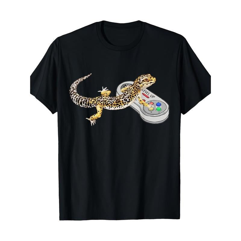 Leopard Gecko Playing Video Game Lizard &amp; Reptiles Gamers T-Shirt-220g made in usa Hoodie, Sweatshirt | GrindPrints.com