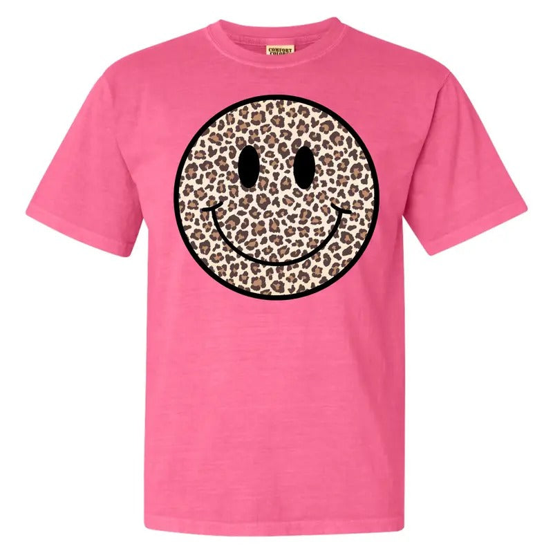 Leopard Happy Face Comfort Colors 'NLB' T-Shirts, Hoodie, Sweatshirt