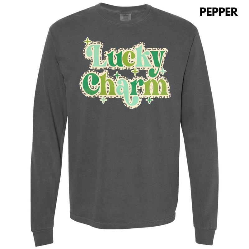 Leopard Lucky Charm Long Sleeve Comfort Colors T-Shirt Hoodie, Sweatshirt | GrindPrints.com