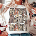 Leopard Mama Flower Crewneck Shirt, Retro Mama Shirt, Mama Groovy Boho Tee, Mother's Day Gift Hoodie, Sweatshirt