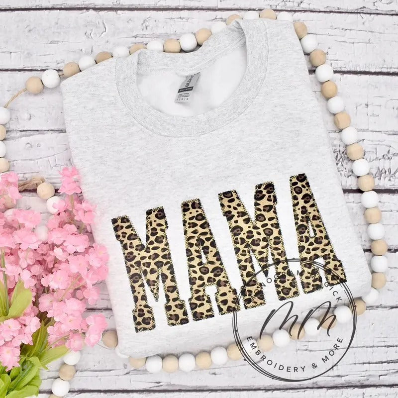 Leopard Mama Sweathshirt - CHOOSE ANY NAME Comfort Fit T-Shirts, Hoodie, Sweatshirt | GrindPrints.com