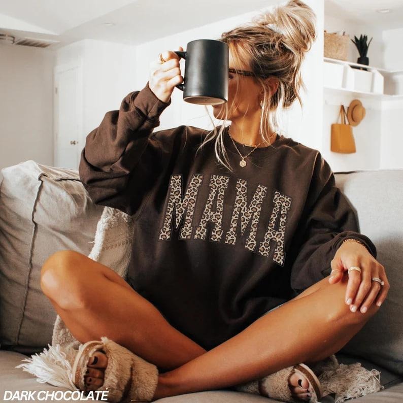Leopard Mama Sweatshirt Tshirt Hoodie, Mama Sweatshirt, Leopard Print, Mom Sweatshirt, Mom LIfe Shirt, Mothers Day Gift,...
