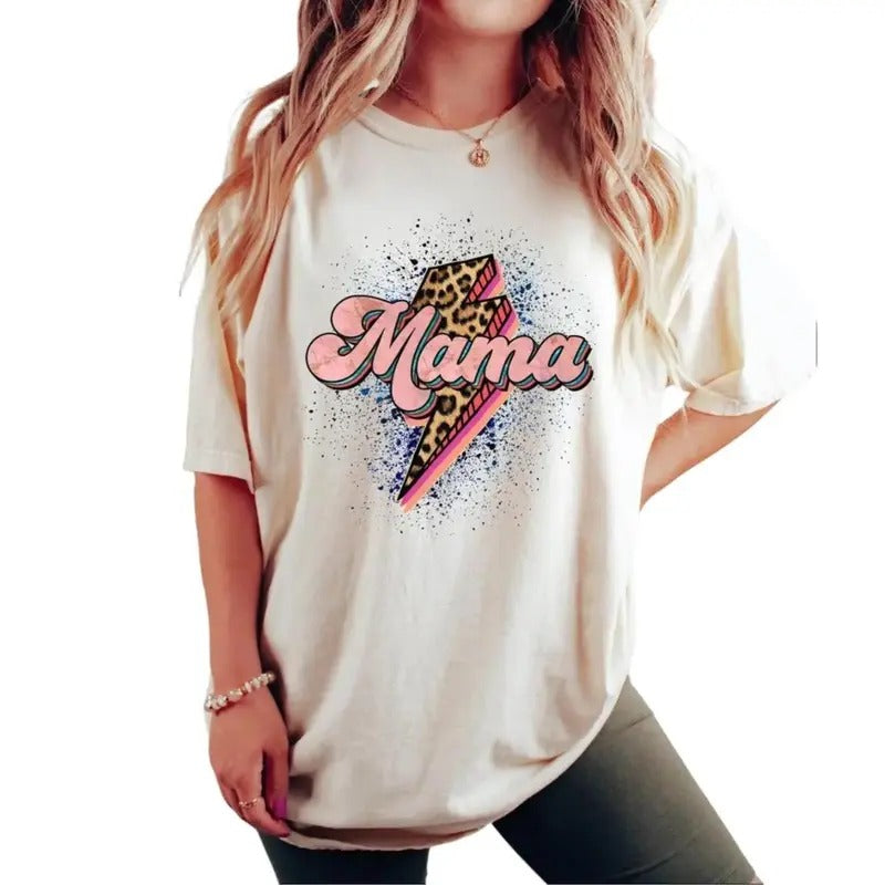 Leopard Print Mama Graphic Shirt, Vintage Momlife Tee, New Mom Gift, Mother's Day Gift Womenswear Tops Hoodie, Sweatshirt