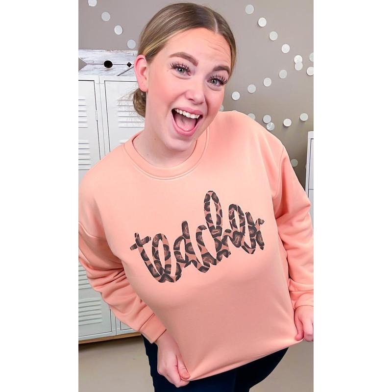 Leopard Script Teacher Graphic Sweatshirt T-Shirts, Hoodie | GrindPrints.com