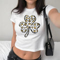 Leopard Shamrock Baby Tee For Women St Patrick's Day Shirt, Y2K 2000's Style, Streetwear Style, Gift for Her Hoodie,...