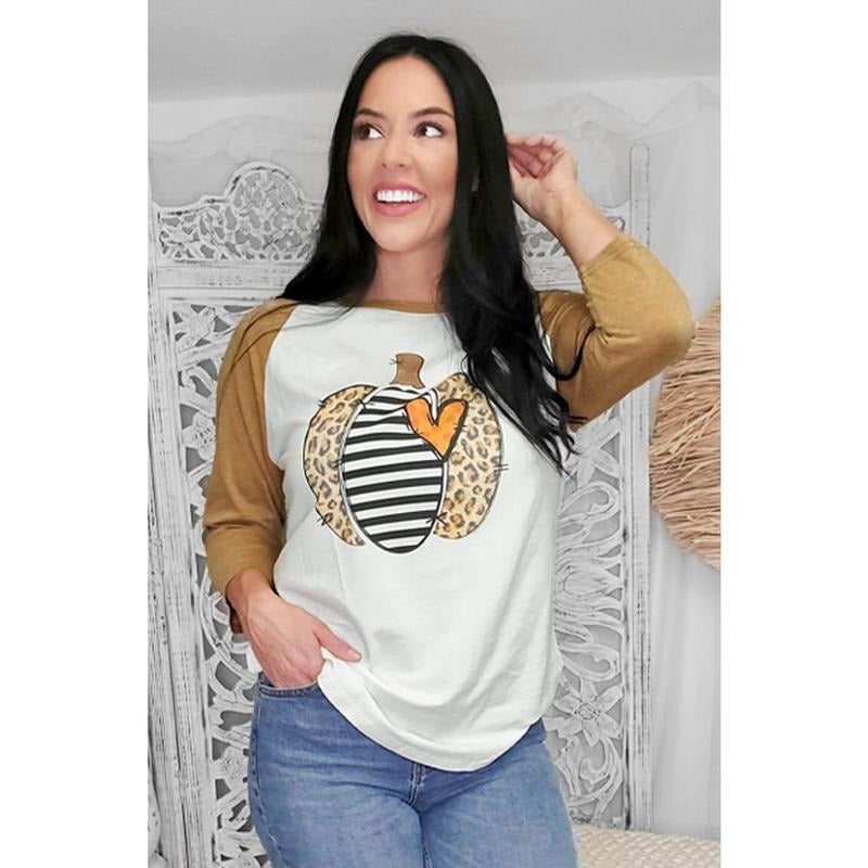 Leopard Stripe Pumpkin Raglan T-Shirts, Hoodie, Sweatshirt | GrindPrints.com