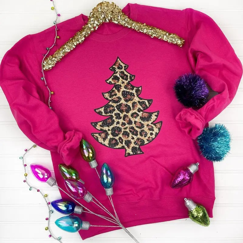 Leopard Tree FAKE Glitter Sweatshirt T-Shirts, Hoodie | GrindPrints.com