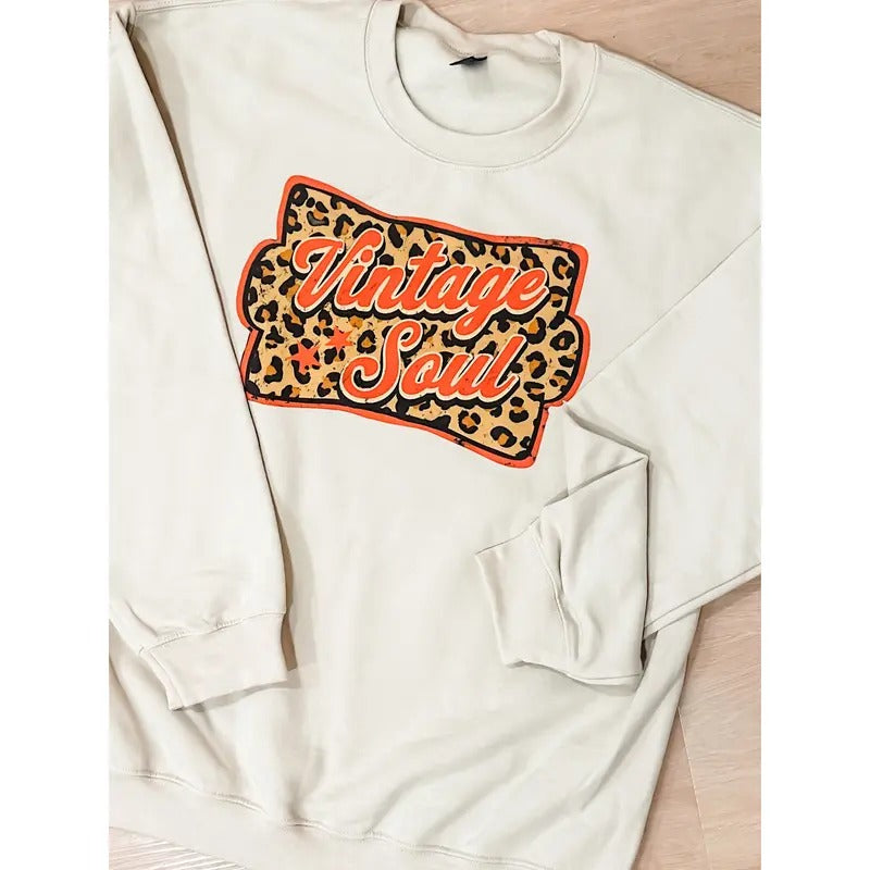 Leopard Vintage Soul Graphic Top T-Shirts, Hoodie, Sweatshirt | GrindPrints.com