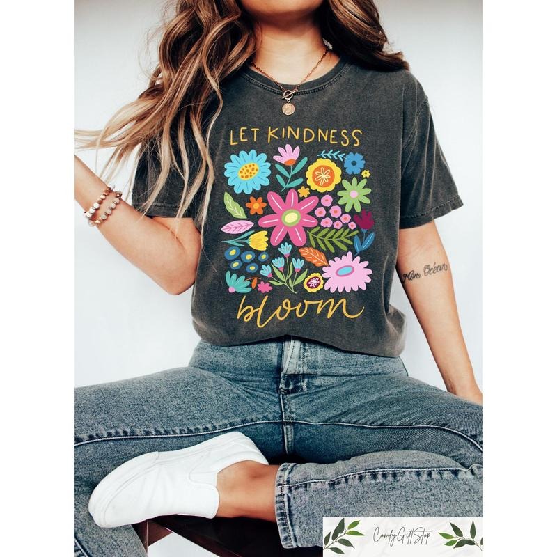 Let Kindness Bloom T-Shirt, Be Cool Be Kind Retro Flower Shirt, Be Cool Sweatshirt, Inspiration Women Sweater, Aesthetic...