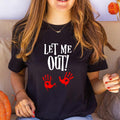 Let Me Out Halloween Maternity Shirt Spooky Pregnancy Announcement New Mom Be Pregnancy Horror T-Shirts, Hoodie, Sweatshirt