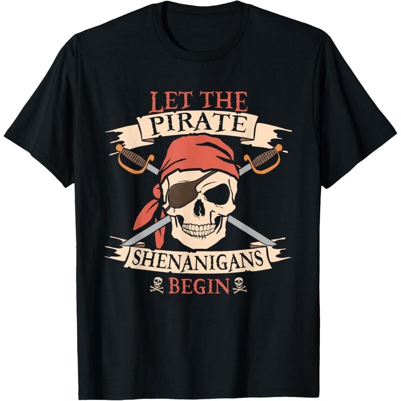 Let The Pirate Shenanigans Begin Halloween Skull Bandana Boy T-Shirt made in usa Hoodie, Sweatshirt | GrindPrints.com