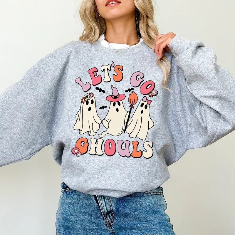 Lets Go Ghouls Sweatshirt, Vintage Halloween Shirt, Retro Fall Tee, 2024 Halloween Sweatshirt, Vintage Ghost Shirt,Spooky...