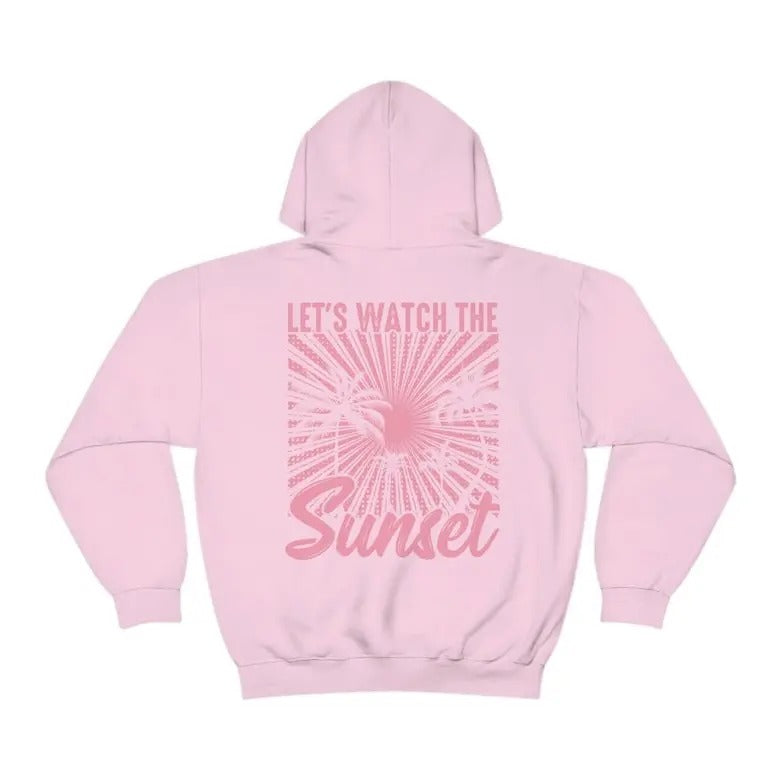 Lets Watch The Sunset Hoodie, Sunset Hoodie, Sunset Summer Hoodie, Summer Clothes Shirt Knit Classic Fabric Jersey Collar...