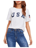 Letter Print Crop Tops Summer Short Sleeve T-Shirt Hoodie, Sweatshirt | GrindPrints.com