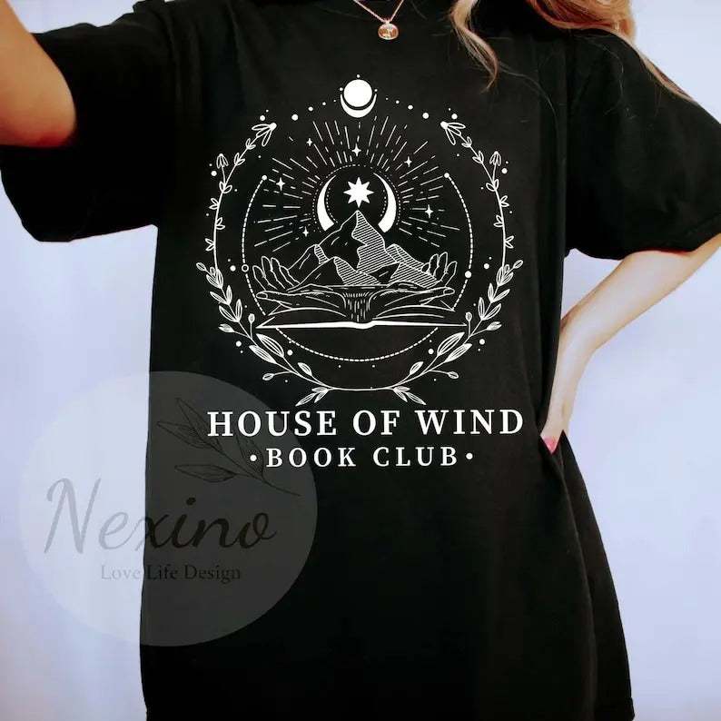 Library Velaris AC0TAR Illustrated Shirt, H0use 0f Wind Shirt, Night C0urt Thr0ne 0f Glass Crescent City Artw0rk...