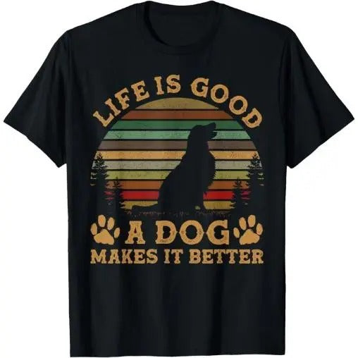 Life Is Funny Good A Dog Makes It Better Vintage T-Shirt Made in USAstyle{n002}2 Hoodie, Sweatshirt | GrindPrints.com