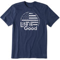 Life Is Good. Mens Crusher Tee Lig Flag Circle, Darkest Blue Made in USA Hoodie, Sweatshirt | GrindPrints.com