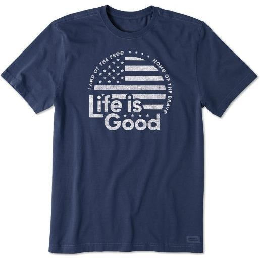 Life Is Good. Mens Crusher Tee Lig Flag Circle, Darkest Blue Made in USA Hoodie, Sweatshirt | GrindPrints.com
