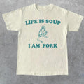 Life Is Soup I Am Fork Frog Graphic T Shirt, Unisex Funny Retro Shirt, Funny Frog Meme Tee, Vintage Style Relaxed Cotton...