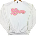 Light Pink Chenille Love Patch Sweatshirt -- WHITE T-Shirts, Hoodie | GrindPrints.com