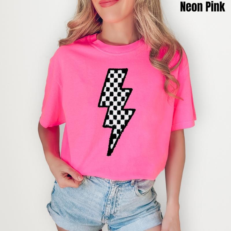 Lightning Bolt Fluffy Patch Comfort Colors T-Shirt Hoodie, Sweatshirt | GrindPrints.com
