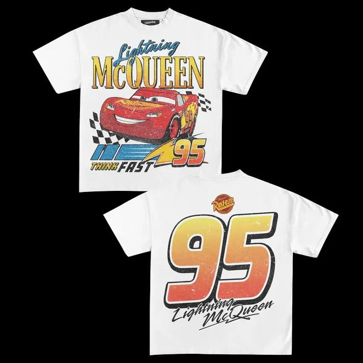 Lightning Mcqueen Vintage Tee Retro Cotton T-Shirt Hoodie, Sweatshirt | GrindPrints.com