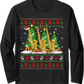 Lights Xmas Sweater Style Ugly Santa Saxophone Christmas Long Sleeve T-Shirt Hoodie, Sweatshirt | GrindPrints.com