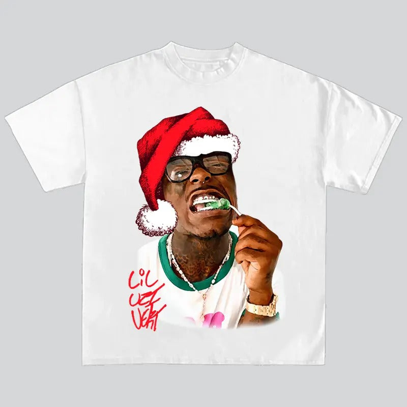 Lil Uziii Red Santa Hat Rap Tee Shirt Cute Y2k Shirt Merry Christmas Hoodie, Sweatshirt | GrindPrints.com