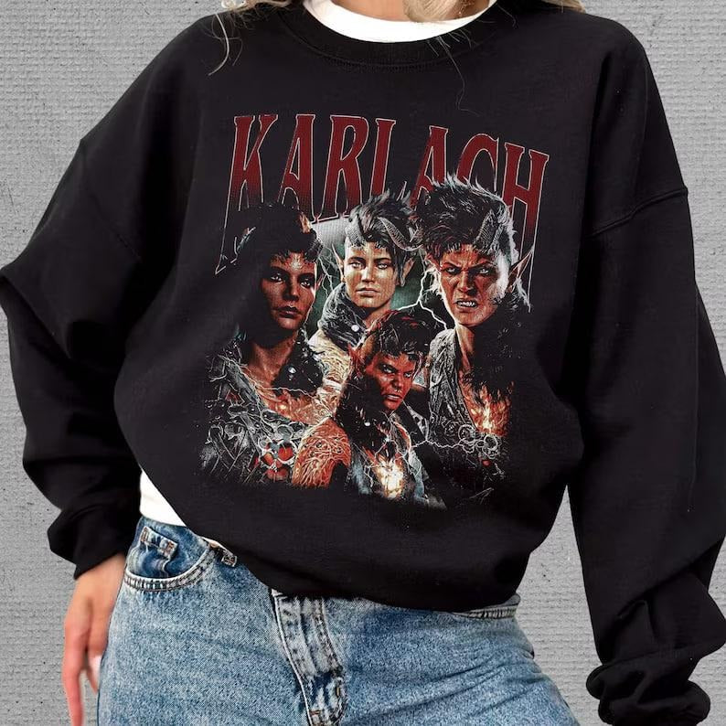 Limited Karlach Baldurs Gate 3 Vintage Sweatshirt, Baldurs Gate 3 Shirt, Astarion D&D Sweatshirt, Video Game Shirt, Gift...