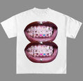 Lip Grill Graphic Print Street Cotton T-Shirt Y2K Style Hoodie, Sweatshirt | GrindPrints.com