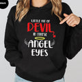 Little Bit Of Devil In These Angel Eyes Funny Hoodie Casual Street Style Fleece Fabric Pullover Sweatshirt for Women for...