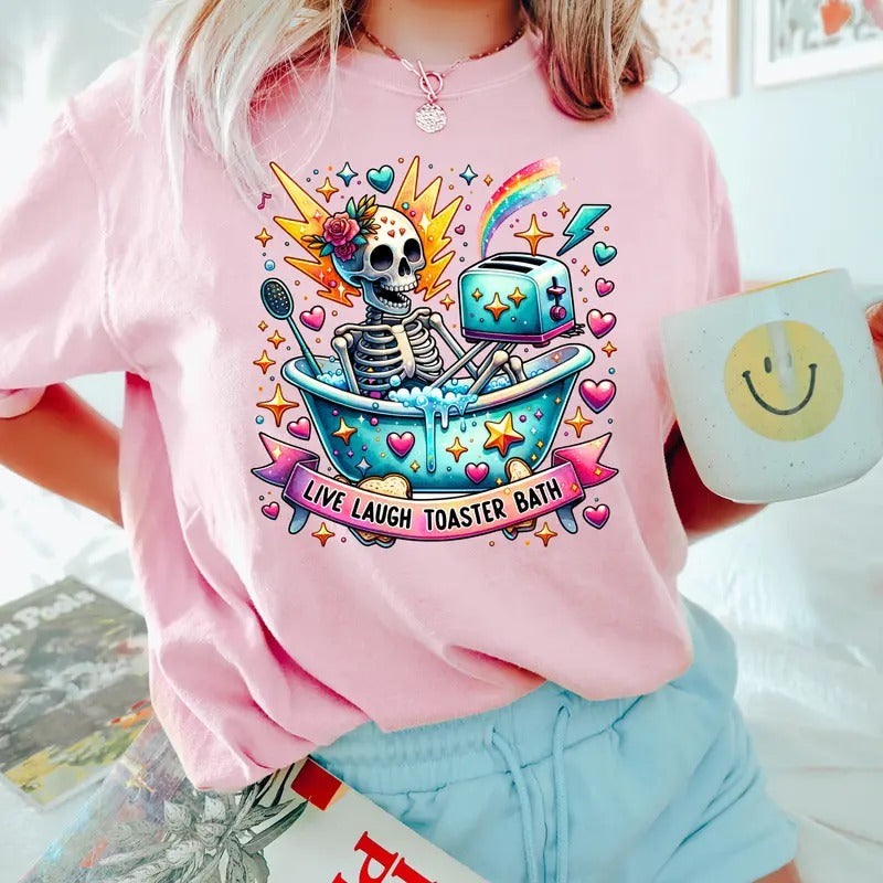 Live Laugh Toaster Bath Shirt, Sarcastic Shirt, Dark Humor Tee, Trendy Aesthetic T Shirt, Toaster Bath Sweatshirt, Gag T...
