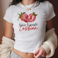 Live laugh lesbian, retro lesbian shirt, strawberry retro 90s tee Cotton Fit Hoodie, Sweatshirt | GrindPrints.com