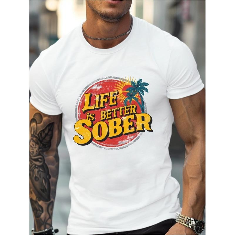 Live more sober Cotton men's T-shirt comfortable fit Made in USA Hoodie, Sweatshirt | GrindPrints.com